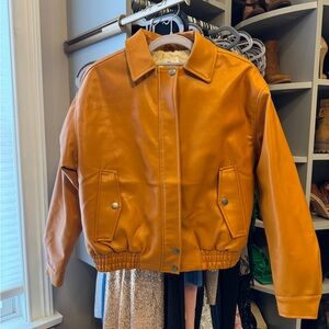 Nordstrom BP Camel Faux Leather armed Bomer Style Jacket Size S
